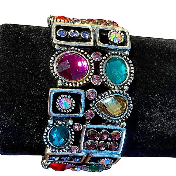 The Sweetheart Silver Gemstone Cuff Bracelet - Picture 1 of 5